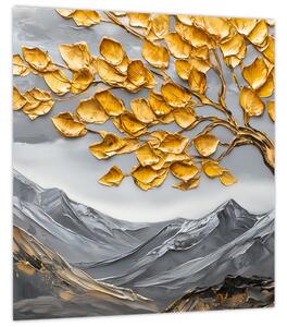 Obraz - Strom se zlatými listy (30x30 cm)