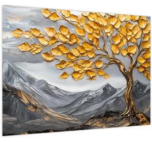 Obraz - Strom se zlatými listy (70x50 cm)