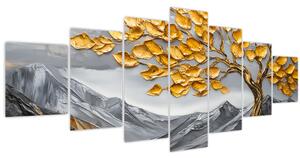 Obraz - Strom se zlatými listy (210x100 cm)