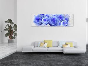Obraz - Modré růže (170x50 cm)