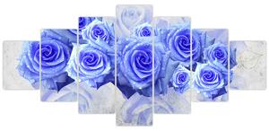 Obraz - Modré růže (210x100 cm)