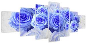 Obraz - Modré růže (210x100 cm)