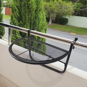 Outsunny Balkonový závěsný půlkruhový stolek výškově nastavitelný, Ø30 cm, černý, 60 x 45 x 50 cm