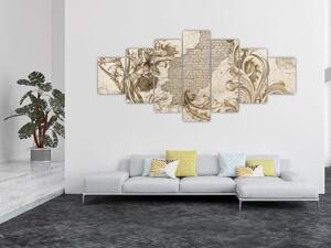 Obraz - Zeď s květy (210x100 cm)