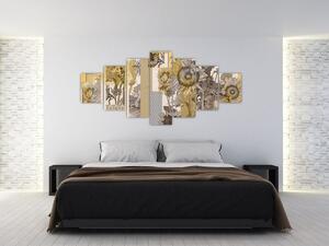 Obraz - Koláž se slunečnicemi (210x100 cm)