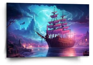 Sablio Obraz Magická plachetnice pod měsícem - 60x40 cm