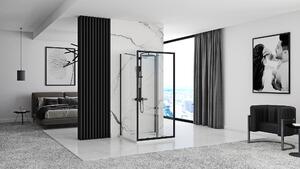 Rea Rapid Slide Wall, 3-stěnný sprchový kout s posuvnými dveřmi 120 (dveře) x 80 (stěna) x 195 cm, 6mm čiré sklo, černý profil, KPL-09880