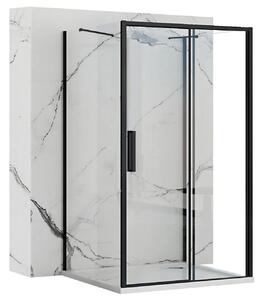 Rea Rapid Slide Wall, 3-stěnný sprchový kout s posuvnými dveřmi 110 (dveře) x 90 (stěna) x 195 cm, 6mm čiré sklo, černý profil, KPL-09878
