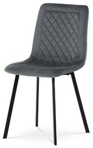 Židle jídelní, šedý samet, kov černý mat