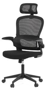 Židle kancelářská, černý mesh, černý plast, nastavitelný podhlavník, bederní opěrka - KA-E530 BK