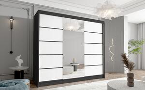 Velká šatní skříň DAVOS VI 250 cm Černá/Bílá