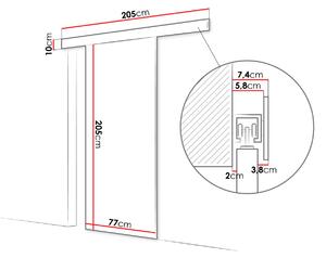 Posuvné dveře MIRAN 5 - 70 cm, dub sonoma / bílé sklo