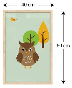 Allboards,Magnetický obraz- SOVA 60x40cm v přírodním dřevěném rámu, TM64D_00046