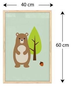 Allboards,Magnetický obraz- MEDVĚD 60x40cm v přírodním dřevěném rámu, TM64D_00040