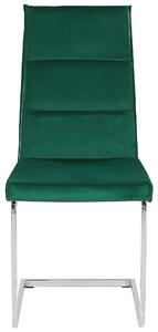 Sada sametových jídelních židlí zelená ROCKFORD