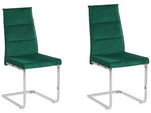 Sada sametových jídelních židlí zelená ROCKFORD