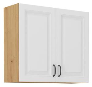 Horní kuchyňská skříňka SOPHIA - šířka 80 cm, bílá / dub artisan