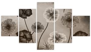 Obraz - Kreslené květiny (125x70 cm)