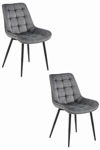 Set dvou jídelních židlí BERA sametové tmavě šedé / černé nohy (2ks)