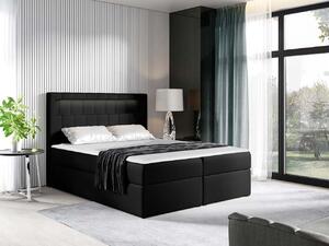 Americká dvoulůžková postel 180x200 RODRIGO - černá ekokůže + topper a LED osvětlení ZDARMA