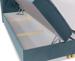 Boxspringová dvoulůžková postel 140x200 LUELA - modrá + topper ZDARMA