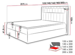 Americká dvoulůžková postel 160x200 RODRIGO - červená ekokůže + topper a LED osvětlení ZDARMA