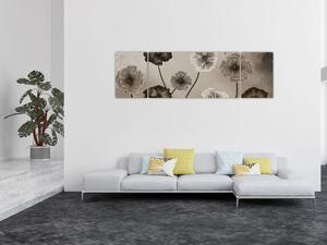 Obraz - Kreslené květiny (170x50 cm)