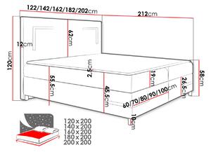 Boxspringová jednolůžková postel 120x200 MADENA - červená + topper a LED osvětlení ZDARMA