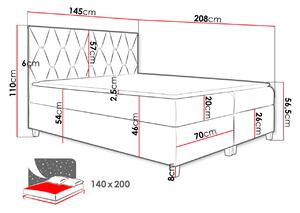 Boxspringová dvoulůžková postel 160x200 LUELA - hnědá + topper ZDARMA