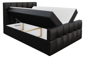 Hotelová manželská postel 160x200 ORLIN - černá ekokůže + topper ZDARMA