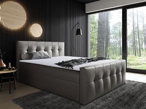Hotelová manželská postel 160x200 ORLIN - šedá ekokůže + topper ZDARMA