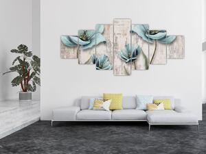 Obraz - Květy na textuře (210x100 cm)