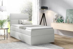 Čalouněná jednolůžková postel OLENA - 80x200, bílá + topper ZDARMA