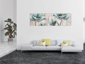 Obraz - Květy na textuře (170x50 cm)