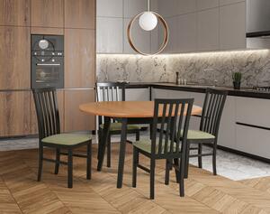 Jídelní sestava DX 17 odstín dřeva (židle + nohy stolu) bílá, odstín dýha/MDF (deska stolu) bílá, potahový materiál látka