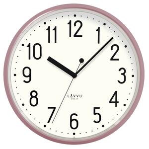 LAVVU Růžové nástěnné hodiny PASTELS SWEEP - 3 ROKY ZÁRUKA ⌀29,5cm LCS3003 (SWEEP | s plynulým chodem ručičky )