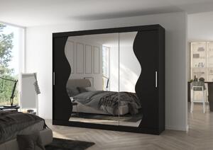 Velká zrcadlová skříň 250 cm EARNA - černá