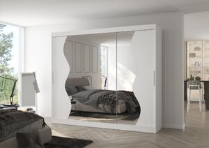 Velká zrcadlová skříň 250 cm EARNA - bílá