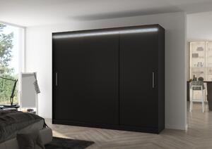 Velká šatní skříň 250 cm s LED osvětlením GADRIS - černá