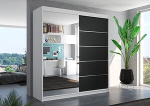 Šatní skříň se zrcadlem 200 cm EAVA - bílá / černá