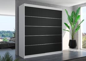 Šatní skříň s posuvnými dveřmi 200 cm HARLIA - bílá / černá