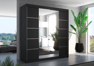 Skříň se zrcadlem 200 cm HAVELA - černá