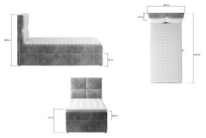 Boxspring Rivia s úložným prostorem - 90 x 200 cm / tmavě šedá