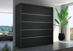 Šatní skříň s posuvnými dveřmi 200 cm HARLIA - černá