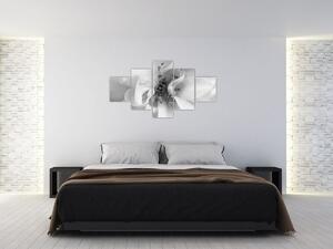 Obraz - Květ, černobílá (125x70 cm)