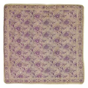 Béžovo-fialový saténový povlak na polštář s výšivkou, zip, 40x40cm