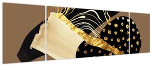 Obraz - Abstrakce golden brown N⁰1 (170x50 cm)