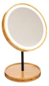 Stolní zrcadlo s LED osvětlením Round, bambus