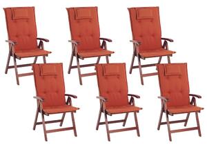 Set 6 ks. zahradních židlí Tratoria (tmavě červená) (s polštáři). 1035737