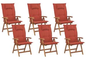 Set 6 ks. zahradních židlí Jakarta (tmavě červená) (s polštáři). 1035733